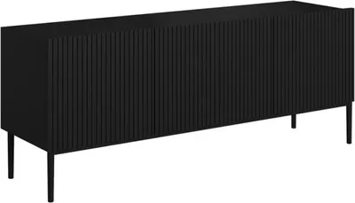 Produktbild von RTV-Schrank Nicole geriffelt Klapptüren 150x53x45 cm Wohnzimmer Schwarz/Schwarz