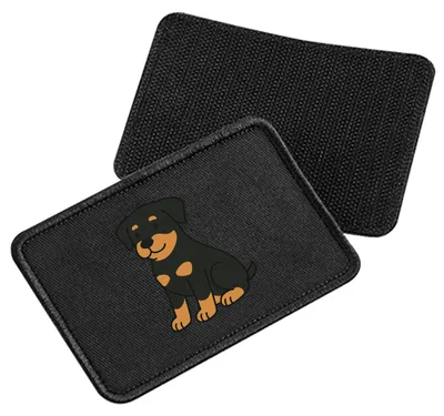 Produktbild von Huuraa Patch Rottweiler Rotti Comic Black 10 x 6,5cm Baumwolle Klettpatch für Mütze Geschenkidee
