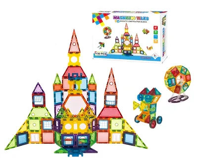 Image de Kit de construction magnétique 3D, Château spatial, 130 pièces