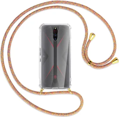 Produktbild von Handykette Backcover-Schutzhülle mit Band (Metall goldfarben) für ZTE Nubia Red Magic 5G - Rainbow