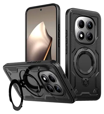 Produktbild von Dual Layer Hülle für Xiaomi Redmi Note 15 Pro 5G mit Ring Ständer Magnetisch Stoßfest Handyhülle Schwarz