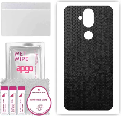 Produktbild von apgo Rückseite Schutzfolie, Skin, kompatibel mit Nokia 8.1 (Nokia X7), Hinten Displayschutzfolie aus Vinylfolie, kratzfest, einfache Montage - Schwarze Honigwabe