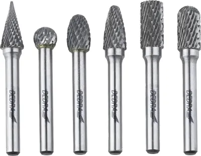Obrázek produktu pro Kovové Frézy, Dedra 07F502 Sada 6Ks, Stopka 6Mm, Karbid Wolframu