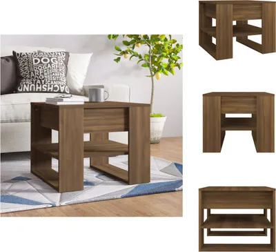 Zdjęcie produktu dla vidaXL Stolik kawowy brązowy dąb 55,5x55x45 cm materiał drewnopochodny - Stoliki kawowe