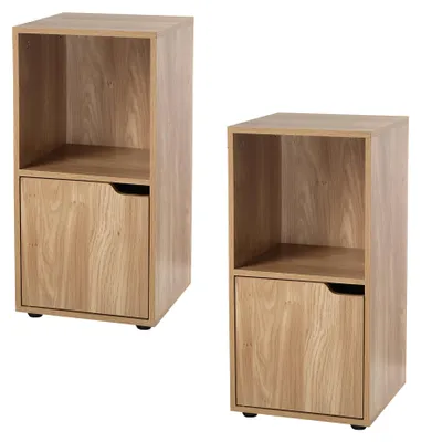 Produktbild von CALICOSY -  Nachttischen mit 2 Fächern im Holzdekor mit 1 Tür - L31 cm - Set aus 2