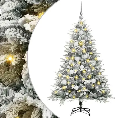 Produktbild von vidaXL Künstlicher vorbeleuchteter Weihnachtsbaum mit Kugelset Grün