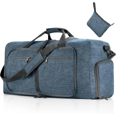Productafbeelding van Reistas 115 liter, inklapbare tas, vak voor schoenen, geschikt voor camping en fitness, blauw. (Kleur: blauw, inhoud: 115 liter)