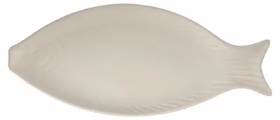 Servierschale oval 31x12,5 cm Keramik weiß Fischdesign