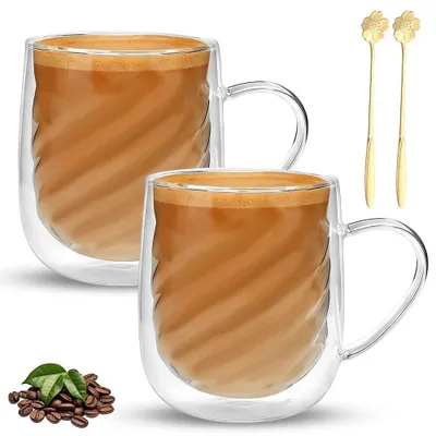 Obrázok produktu pre Dvojstenné poháre na Latte Macchiato s lyžičkami, objem 350 ml