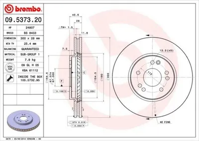Produktbild von BREMBO Bremsscheiben (2 Stück) Vorderachse 09.5373.20