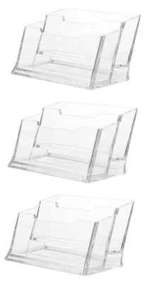 Produktbild von 3 Stück Transparente Visitenkartenhalter aus Kunststoff für den Schreibtisch