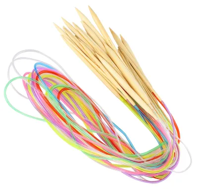 Rundstricknadel-Set 18-tlg., Bambus, farbcodiert, doppelspitzig, 100 cm