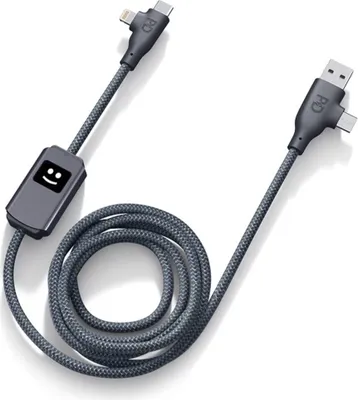 Zdjęcie produktu dla XOOPAR, kabel 4 w 1 do ładowania i transmisji danych USB A+C / USB C+Lightning, ciemnoszary