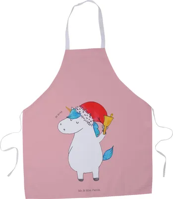 Produktbild von Mr. & Mrs. Panda Kellnerschürze Einhorn Weihnachtsmann - Rot Pastell - Geschenk, Gin, Wunschliste, Kochkleidung, Vorbinder, Weihnachten, Nikolaus, Schokolade, Einhörner