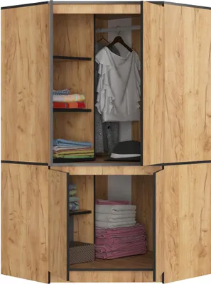 Produktbild von BDW Eckschrank Schlafzimmer, Kleiderschrank, Eckkleiderschrank, Artisan Eiche