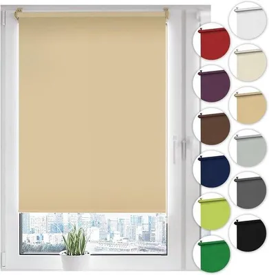 Produktbild von Dunkles Rolgordijn - Klemrolgordijn für Zonenschutz - Dunkle Kammerschaltung - Montage ohne Bohren - 65 x 210 cm - Beige