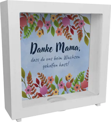 Produktbild von Danke Mama, dass du uns beim Wachsen geholfen hast! Rahmen Spardose aus Holz