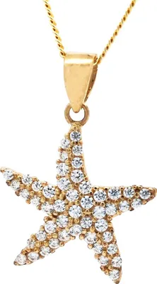 Produktbild von Gold Anhänger Seestern Zirkonia  mit Goldkette  333-8 Karat Gold 36 cm
