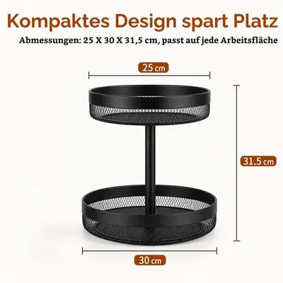 Produktbild von VINATO Obst Etagere 2-stöckig,Obstschale,Obstkorb Etagere aus Metall,Obstschale Mehrstöckig mit Luftzirkulat für Aufbewahrung von Obst, Brot und Snack