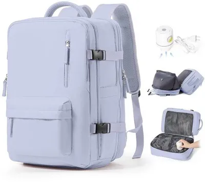 Immagine prodotto di Zaino da viaggio sottovuoto SZLX da donna, zaino con airbag e sistema sottovuoto, zaino da viaggio sottovuoto Ryanair con pompa, valigia sottovuoto impermeabile da uomo