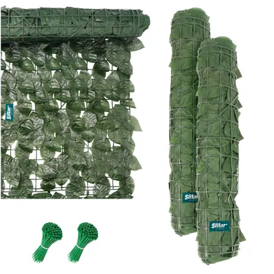 Imagen del producto de Sillar: Set de 12 paneles artificiales para pantalla de privacidad, 6 metros de longitud, 50x50 cm, ideales para balcones y como valla decorativa