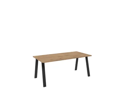 Produktbild von Esstisch KARO 185x67 Eiche Lancelot – Moderner Küchentisch mit 4 schwarzen Metallfüßen für Esszimmer und Wohnbereich