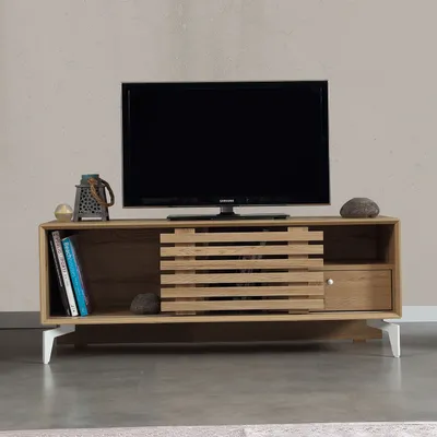 Produktbild von Skye Decor, Lulu 100 - Oak, Fernsehtisch, Eiche, 100 % MELAMINBESCHICHTETE SPANPLATTEN, 100 x 41 x 50 cm