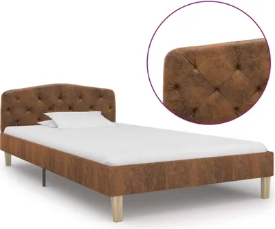 Produktbild von vidaXL Bettgestell Braun Wildleder Optik 90x200 cm - Bettgestell - Bettgestelle - Bettrahmen - Bett