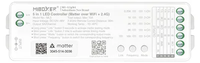Produktbild von MiBoxer ML5 5-in-1 LED-Controller – Matter  und  2.4 GHz, RGB+CCT, 12–48 V, 15 A, einstellbare PWM-Frequenz