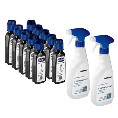 Produktbild von Geberit AquaClean Set mit 2x Reinigungsmittel und 10x Entkalker 125 ml | Dusch-WC Pflege