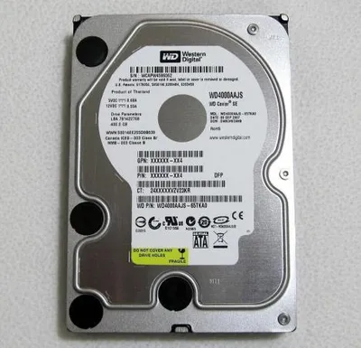 A top-down view of a Western Digital hard drive.