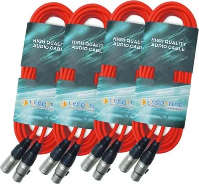 Obrázok produktu pre keepdrum 10m MC-001XX RD mikrofónový kábel XLR červený 4 kusy