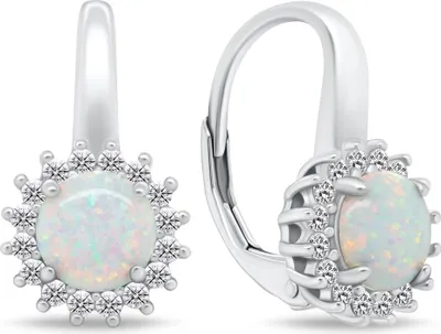 Image de Charmantes boucles d'oreilles en argent avec zircones et opales EA930W