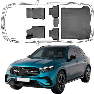 Produktbild von 3D Auto Fußmatten & Kofferraumwanne Set Kompatibel mit Mercedes GLC 2.Gen SUV X254 ab 2022