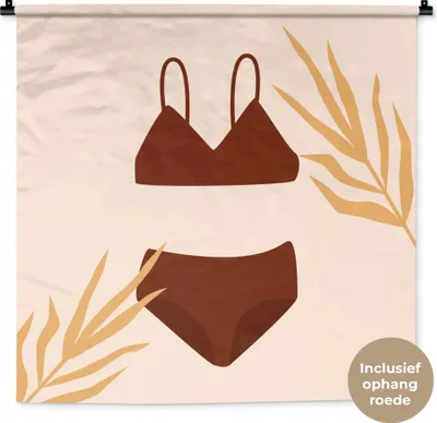 Produktbild von MuchoWow® Wandteppich Wandbehang Bikini - Sommer - Blätter 90x90 cm Tapisserie Dekoration Wandtuch - Wandaufhänger