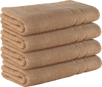 Produktbild von StickandShine 4er SET Premium Frottee Saunatuch 80x200 cm in hellbraun  in 500g/m² aus 100% Baumwolle