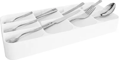Produktbild von Küchenbesteckorganizer mit 9 Fächern (weiß) für Küchenlade, Küchenbesteck, Küchenorganisation, Küchenladeorganizer, Küchenopbeleg, 16,5 cm breit