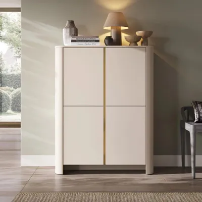 Produktbild von Aura Kommode 103 cm in Kaschmir mit vier Türen und abgerundeten Seiten – modern, elegant und geräumig