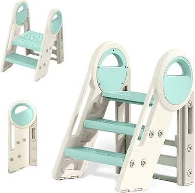 Produktbild von Famanu Kinder-Hochstuhl mit 2 und 3 Stufen - höhenverstellbar - blau-weiß