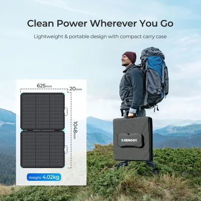 Immagine prodotto di Pannello solare pieghevole da 100W - Pannello solare pieghevole - Pannello solare portatile - Pannello solare da trasporto