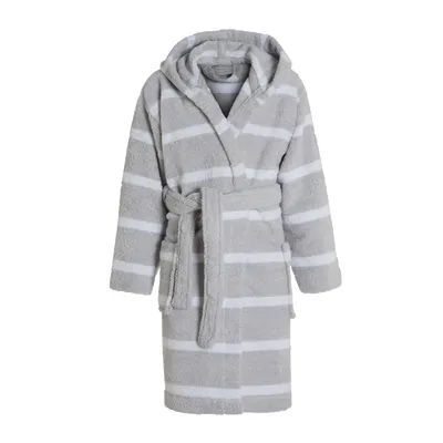 Productafbeelding van Unyqoos® Zeepaard Badjas voor Kinderen, Model Menton, Kleur Glacier – 100% katoenen badstof, 450 g/m², met capuchon en zakken, verstelbare tailleband aan de achterkant, maat 122/128