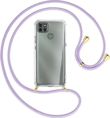 Produktbild von Handykette Backcover-Schutzhülle mit Band (Metall goldfarben) für Motorola Moto G9 Power - violett