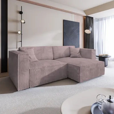 Produktbild von Masseno Ecksofa NERIO P mit Schlaffunktion L-Form, Sofa mit Bettkasten, Wohnzimmersofa, Couch, Soffa, Bettsofa, Couchgarnitur- Lila, POSO 130