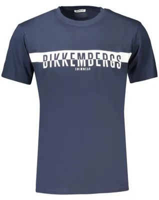 Produktbild von Herren T-Shirt Blau mit Halb-Logo und Rundhalsausschnitt - Kurzarm
