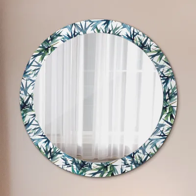 Produktbild von Ø80cm Modern Spiegel - Wandspiegel Wandmontage- Schlafzimmer - Blau Palmen