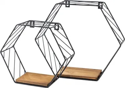 Produktbild von Velano - Loft Wandregal Komplettset Metallregal Hängeregal Hexagon - FWL 3