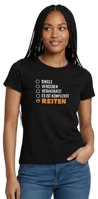 Produktbild von Spreadshirt Single Vergeben Verheiratet Es Ist Kompliziert Reiten Frauen T-Shirt, XL, Schwarz