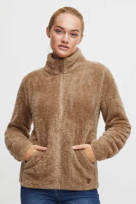 Produktbild von OXMO OXTelsa Damen Fleecejacke Sweatjacke Jacke mit Stehkragen Eingrifftaschen Reißverschluss Regular fit