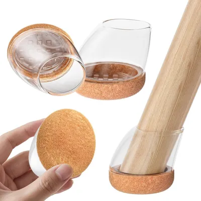 Image de 24 protections en silicone pour pieds de chaise, avec feutre