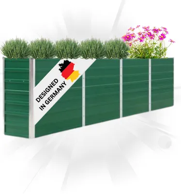 Produktbild von DELUKE® Hochbeet für Garten OSKAR Grün | 320x40x77cm | Verzinkter Stahl | Wetterfest | Gartenbeet Kräuterbeet Blumenbeet Beet hoch Frühbeet für Garten Gemüsebeet